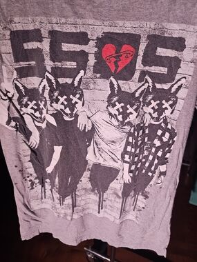 Graphic Tee with Red Heart Detail